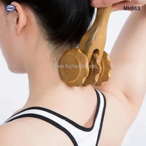Cây lăn massage toàn thân 3 bánh gai đa năng bằng gỗ thơm HAHANCO MH863